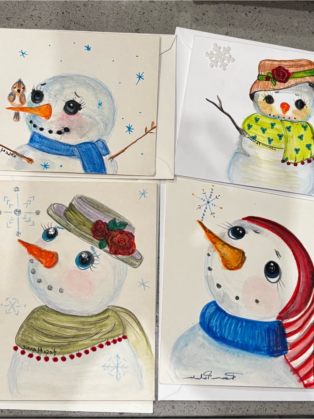 Holiday Snowman Greeting Cards (4) - Made by Momma ROE